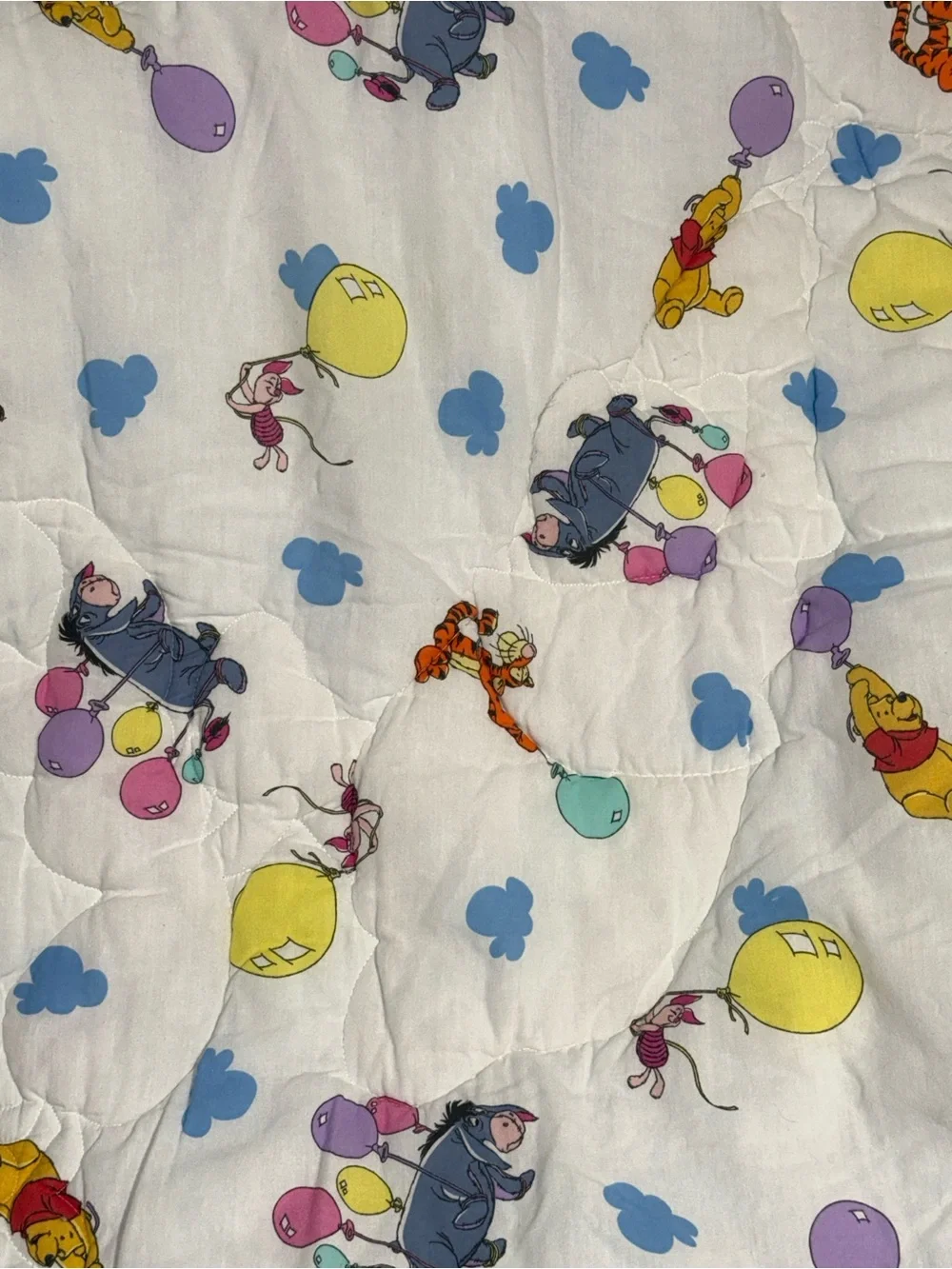 Vintage 90s Disney cloud/balloon nursery quilted comforter/ Crib Blanket